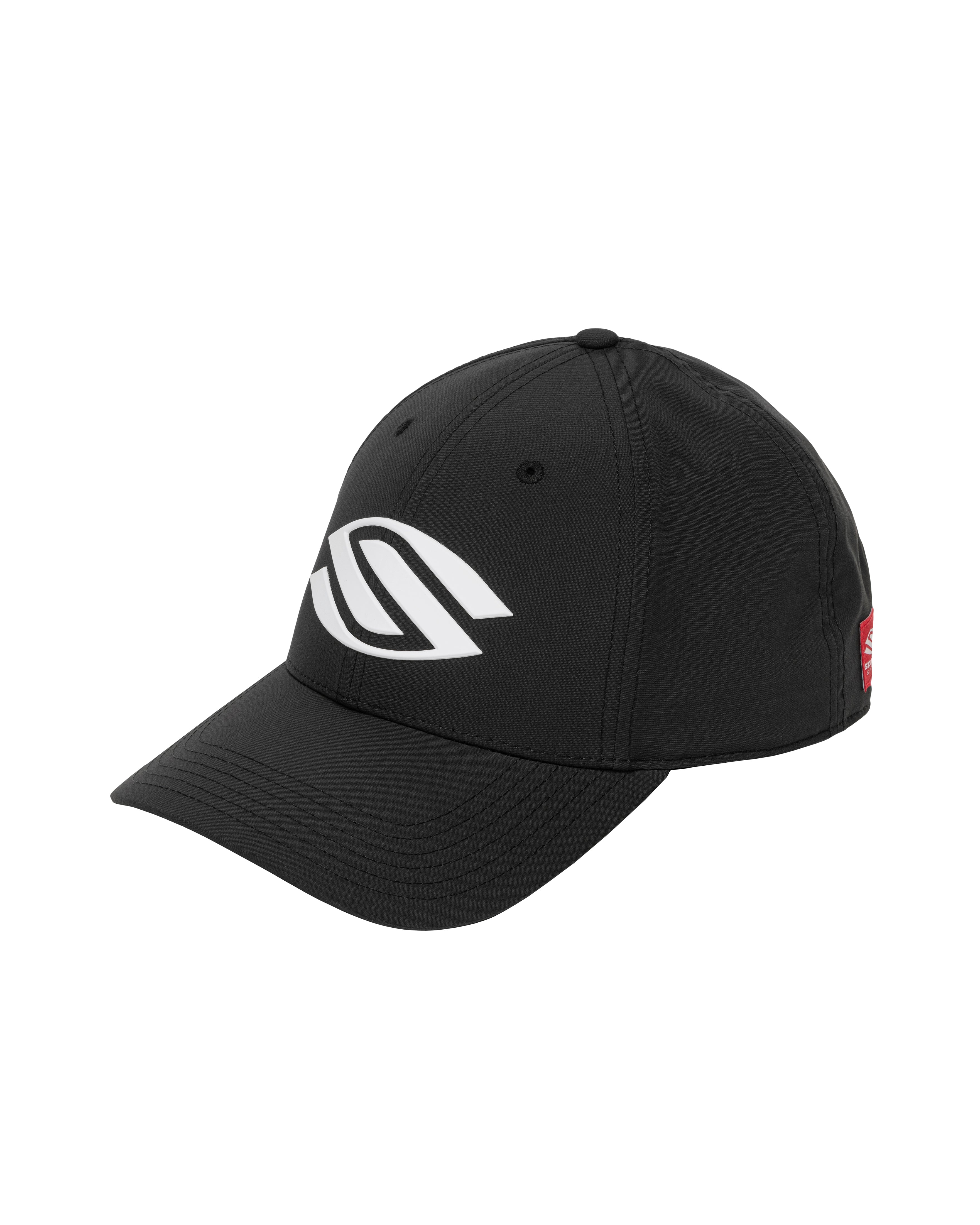 Black Selkirk Sport Wide Brim Performance Hat with white emblem on front