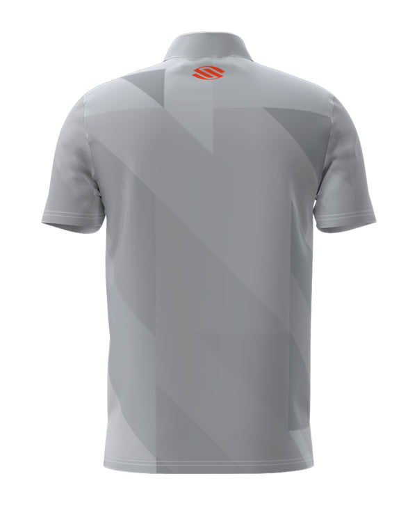 Men's Symmetrix Polo in gray with a geometric design, size XS