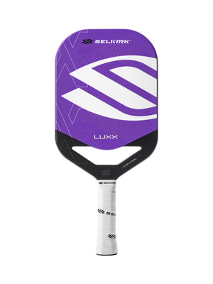 Selkirk LUXX Control Air Pickleball Paddle with InfiniGrit in the Invikta paddle shape. In blue, red, and purple.