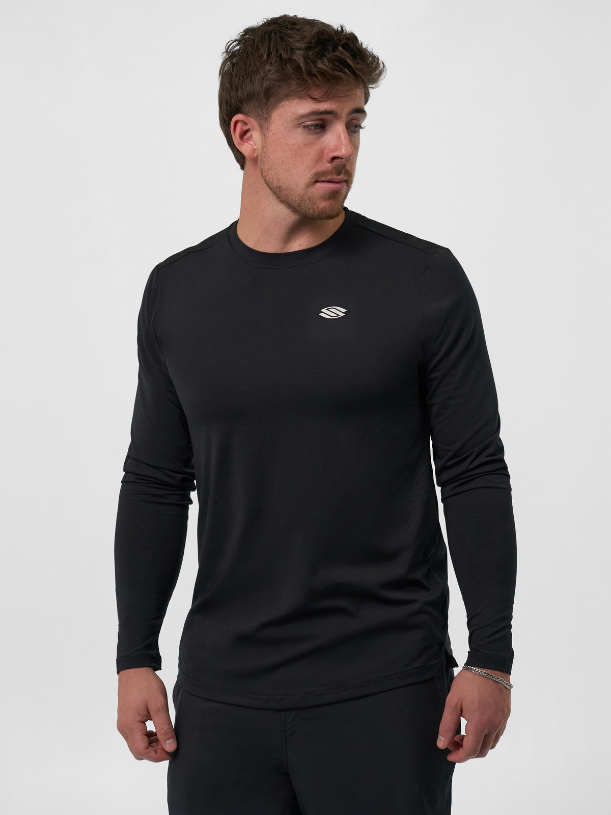 Black Men's Pro Line Athletic Long Sleeve Shirt in black color