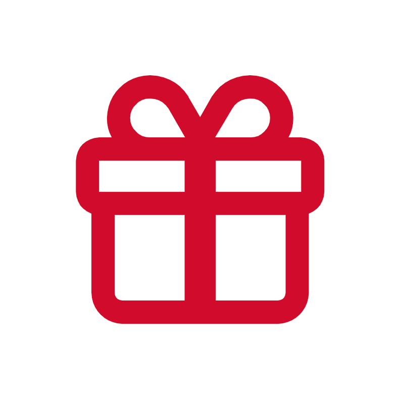 Red gift box icon with a bow