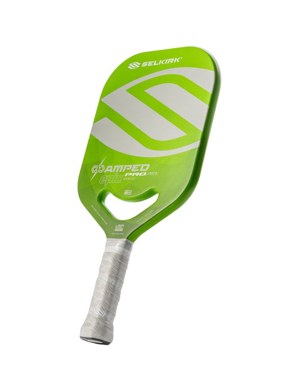 Introducing the Selkirk AMPED Pro Air Epic Pickleball Paddle, with a blend of power and control. The AMPED Pro Air Epic paddle from Selkirk Sport comes in red, purple, green, blue, and silver.