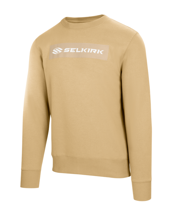 Tan Selkirk Sport Sideline Soft Cotton Crew Neck Sweatshirt with ribbed crew neck, made of 100% organic cotton