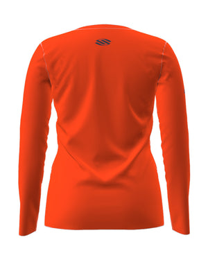 Selkirk Sport women's Symmetrix long-sleeve v-Neck pickleball t-shirt in black, grey, and red.