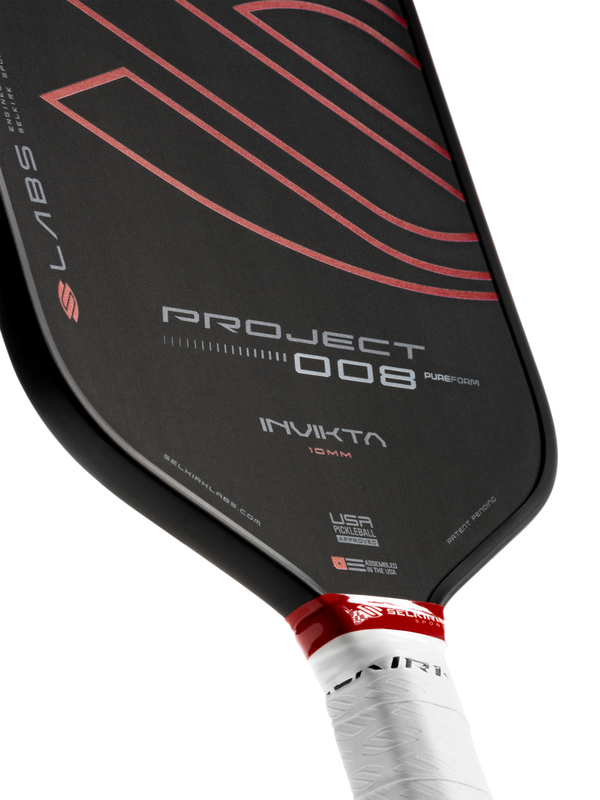 Selkirk LABS Project 008 pickleball paddle in black and red.