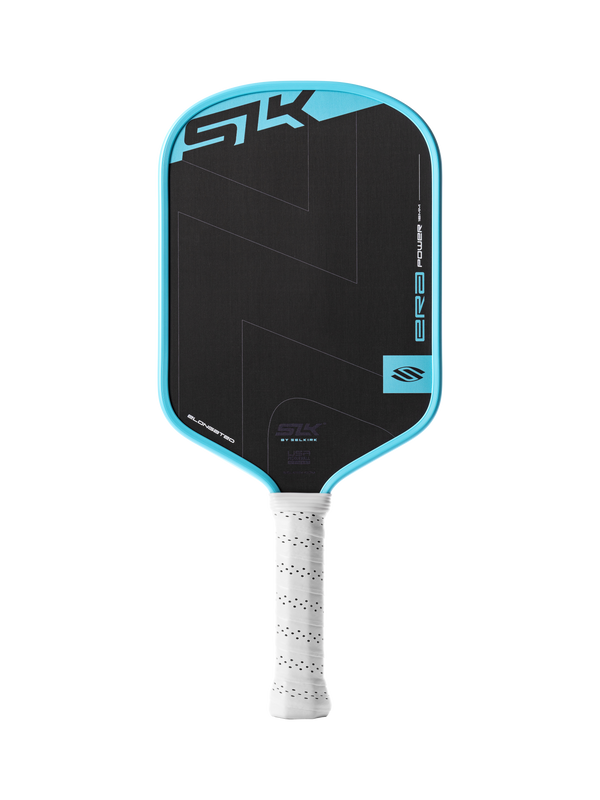 Selkirk SLK ERA Power pickleball paddle in black and blue/cyan.
