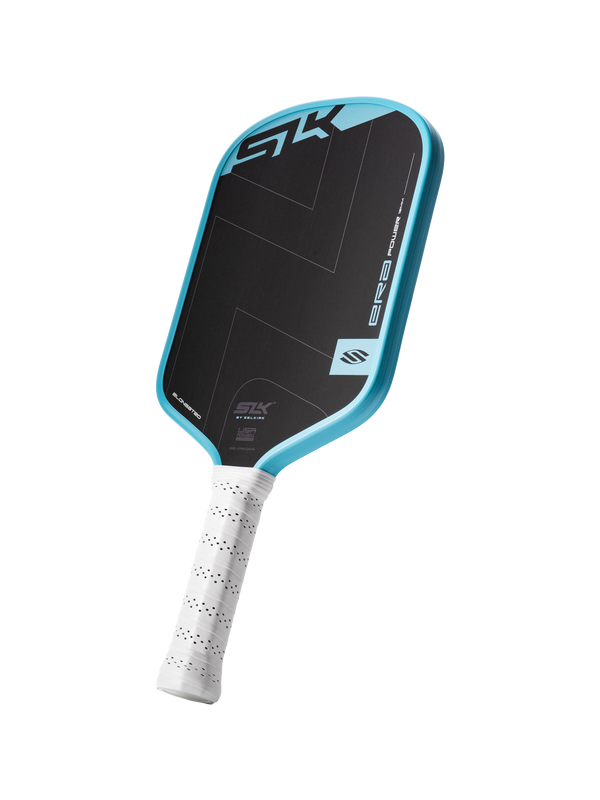 Selkirk SLK ERA Power pickleball paddle in black and blue/cyan.