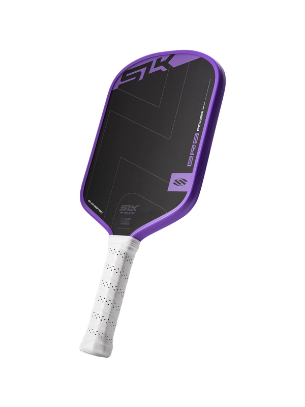 Selkirk SLK ERA Power pickleball paddle in black and violet purple.