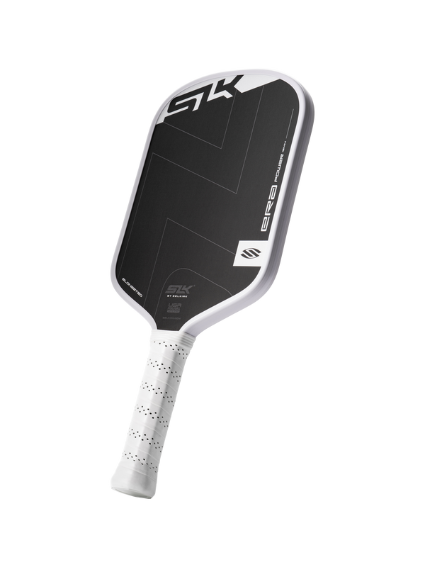 Selkirk SLK ERA Power pickleball paddle in black and white.