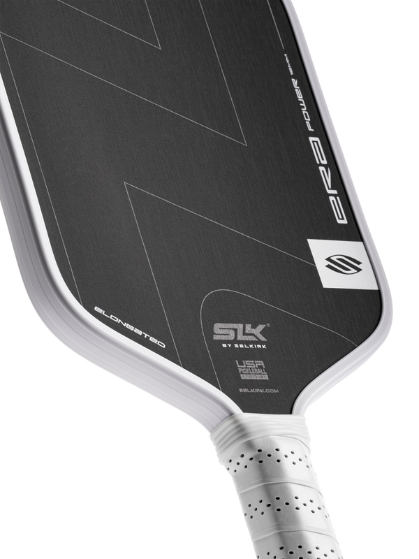 Selkirk SLK ERA Power pickleball paddle in black and white.