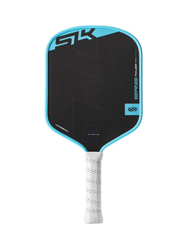 Selkirk SLK ERA Power pickleball paddle in black and blue/cyan.