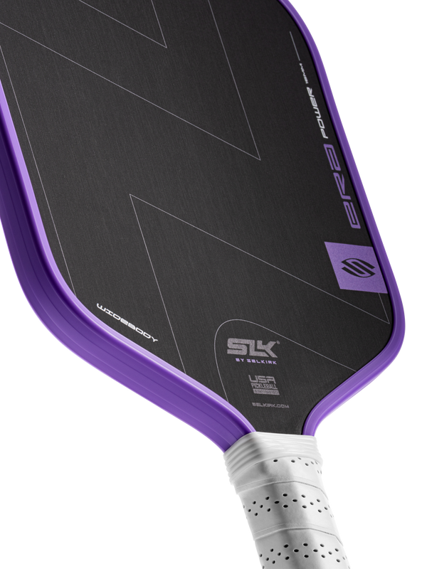 Selkirk SLK ERA Power pickleball paddle in black and violet purple.