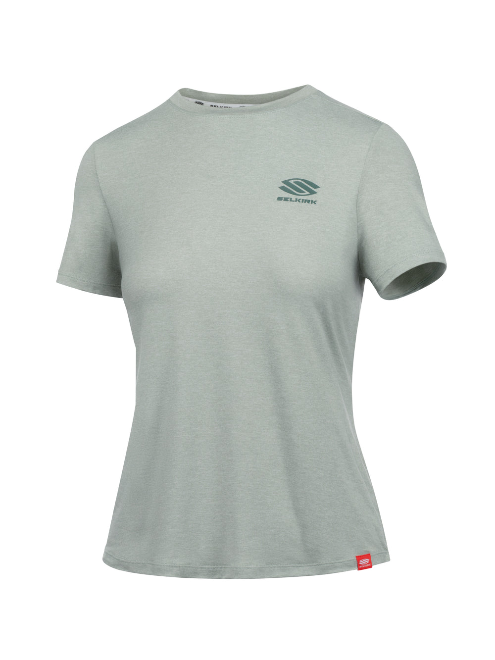 Selkirk women’s Essentials DualSoft short-sleeved pickleball tee shirt.