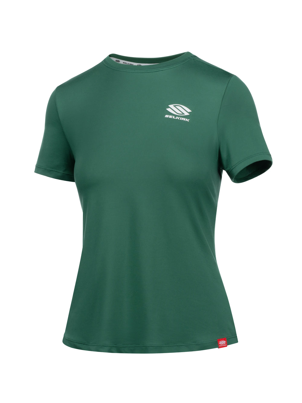 Selkirk women’s Essentials DualSoft short-sleeved pickleball tee shirt.