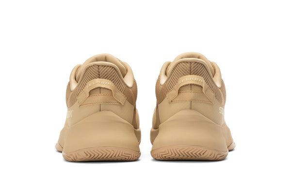 Men's CourtStrike Pro Pickleball Shoes in Sandstone, size 7.5, showing back view.