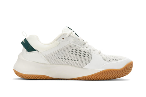 Selkirk Courtstrike women's pickleball shoes in white, green, and gum color.