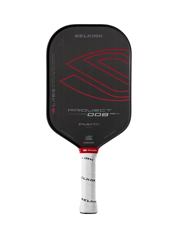 Selkirk LABS Project 008 pickleball paddle in black and red.