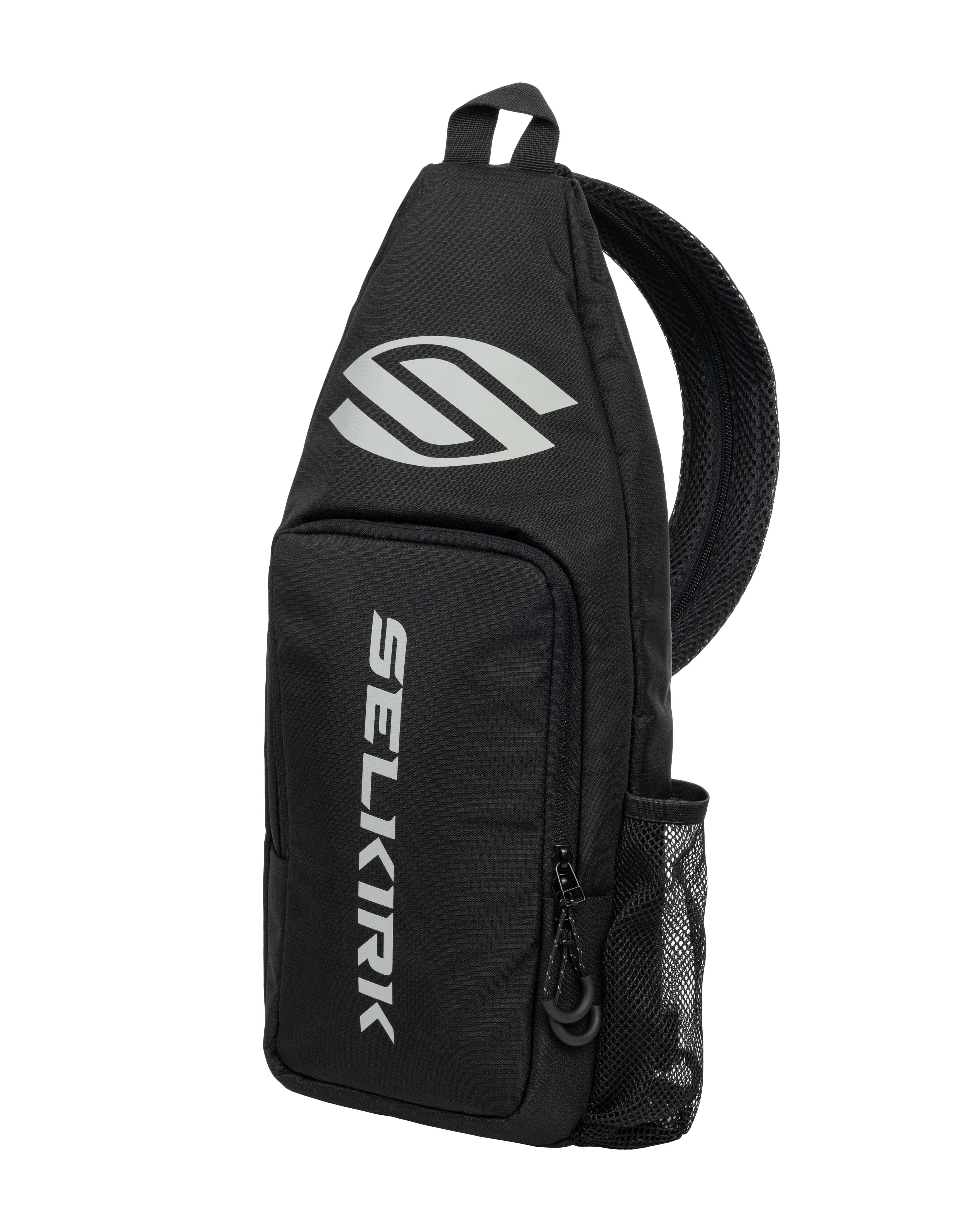 Core Line Pickleball Sling Bag in black with logo and side pocket