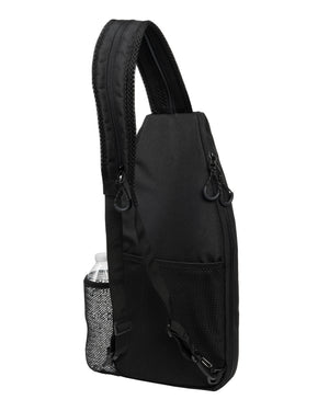Selkirk pickleball sling bag in black, green, purple/pink, gold, red, and gray.