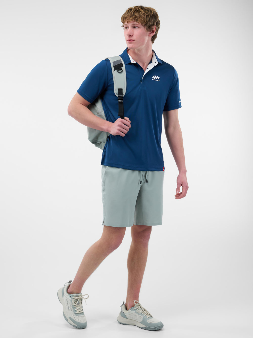 Selkirk Sport Essentials sports-wik men’s short-sleeved pickleball polo shirt.