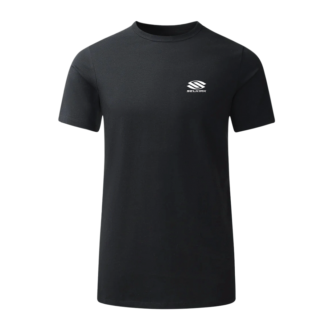 Black Selkirk Sport men's t-shirt with logo on chest.
