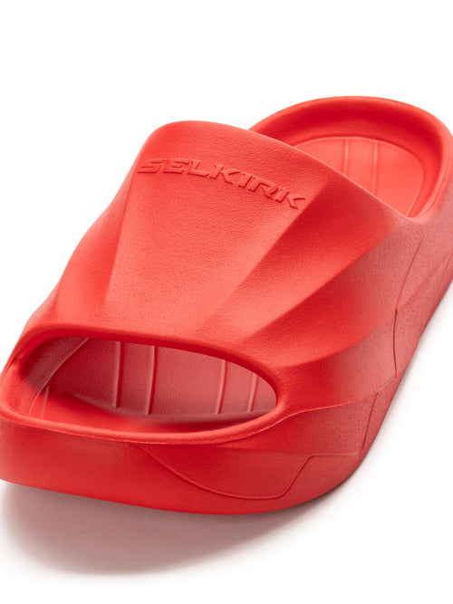 Selkirk pickleball slides shoes in red.