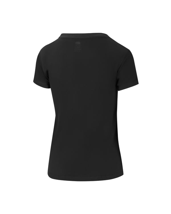 Back view of Selkirk Sport Women's Sideline Soft Cotton Short Sleeve Tee in black.