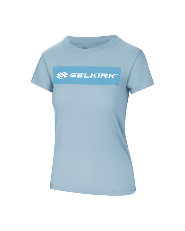 Light blue Selkirk Sport Women's Sideline Soft Cotton Short Sleeve Tee with 'Sideline' text