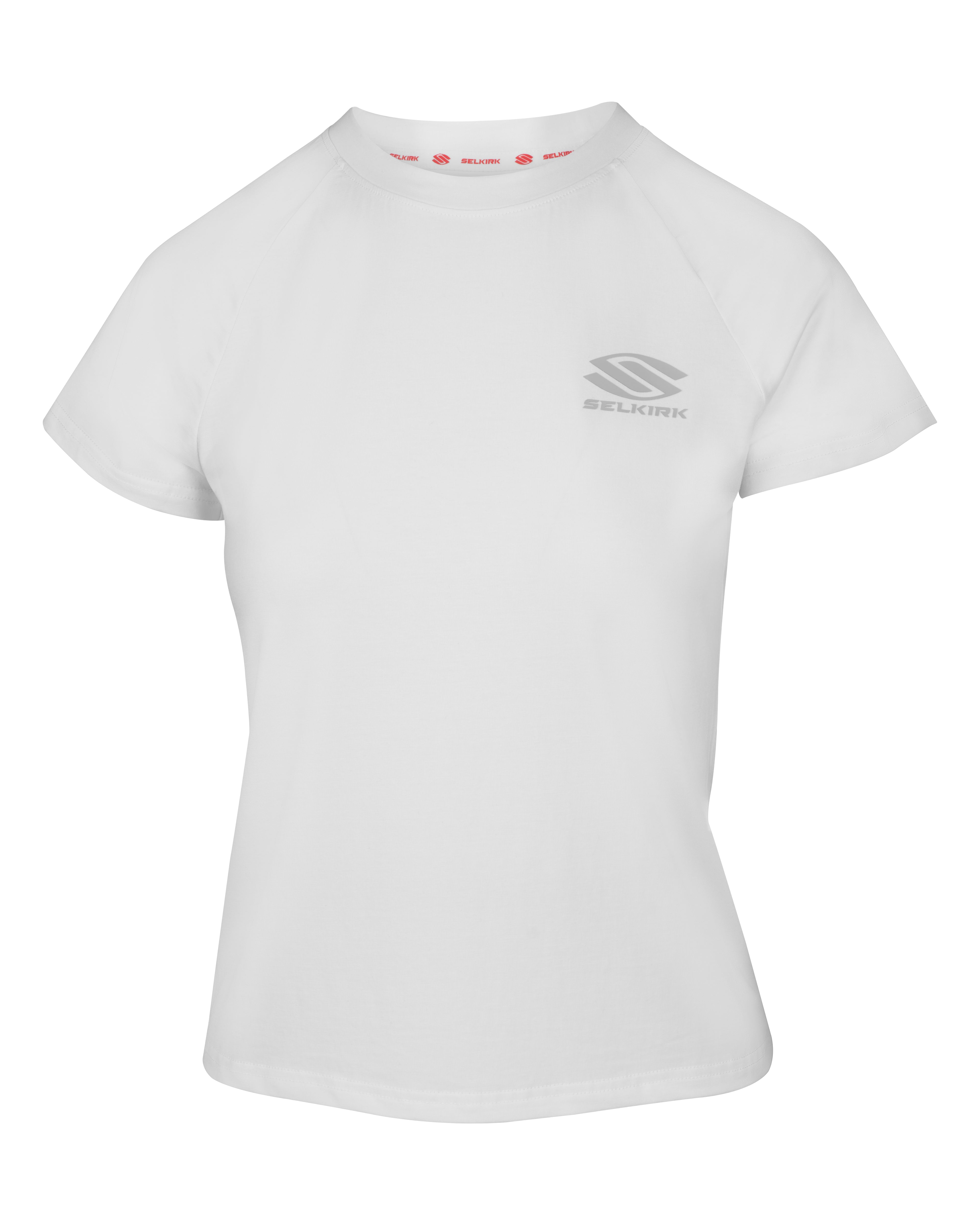 White short-sleeve shirt from the AeroFiber Collection, designed for comfort and performance.