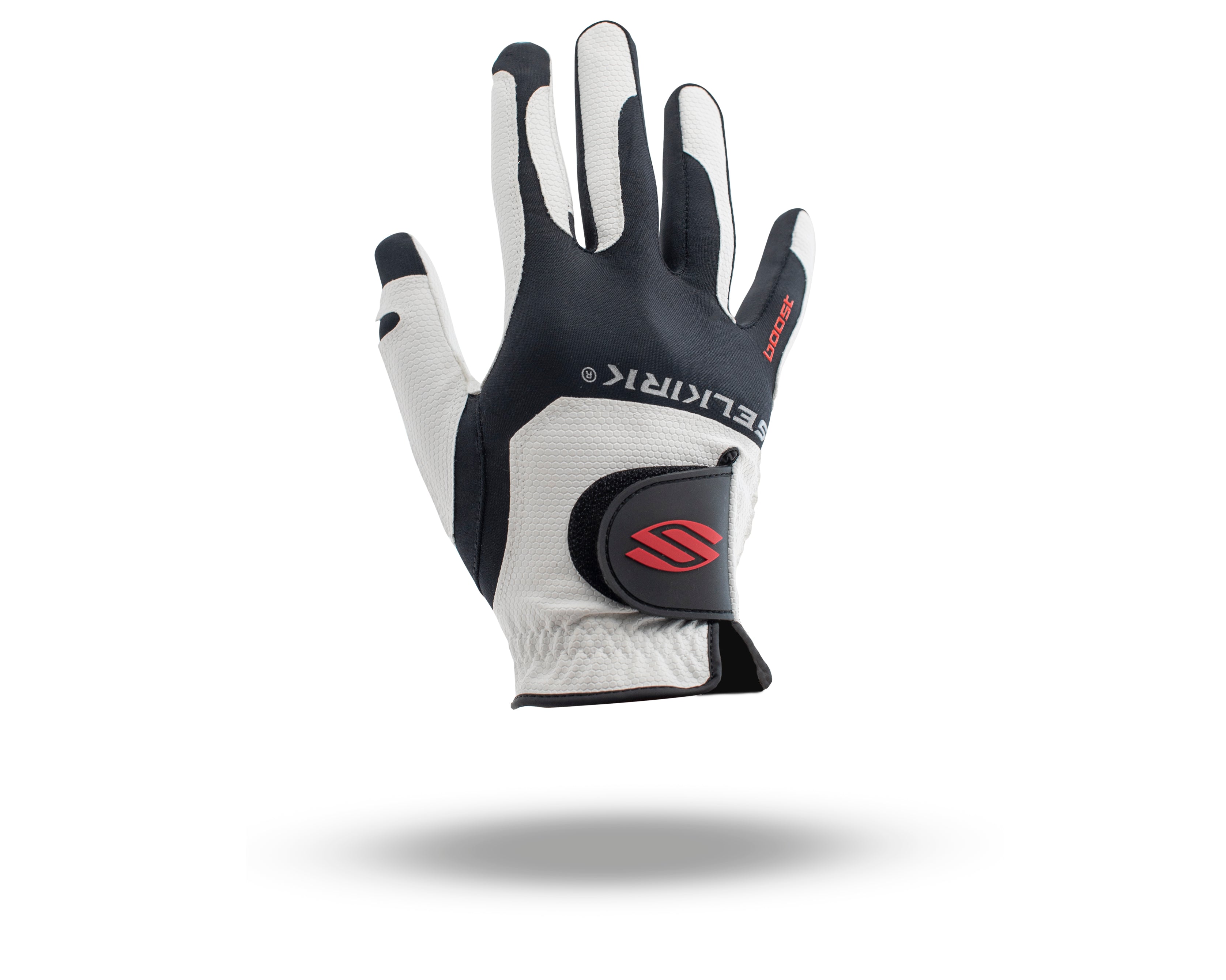 Selkirk Sport Pickleball Boost Glove in black and white, designed for enhanced grip and comfort.