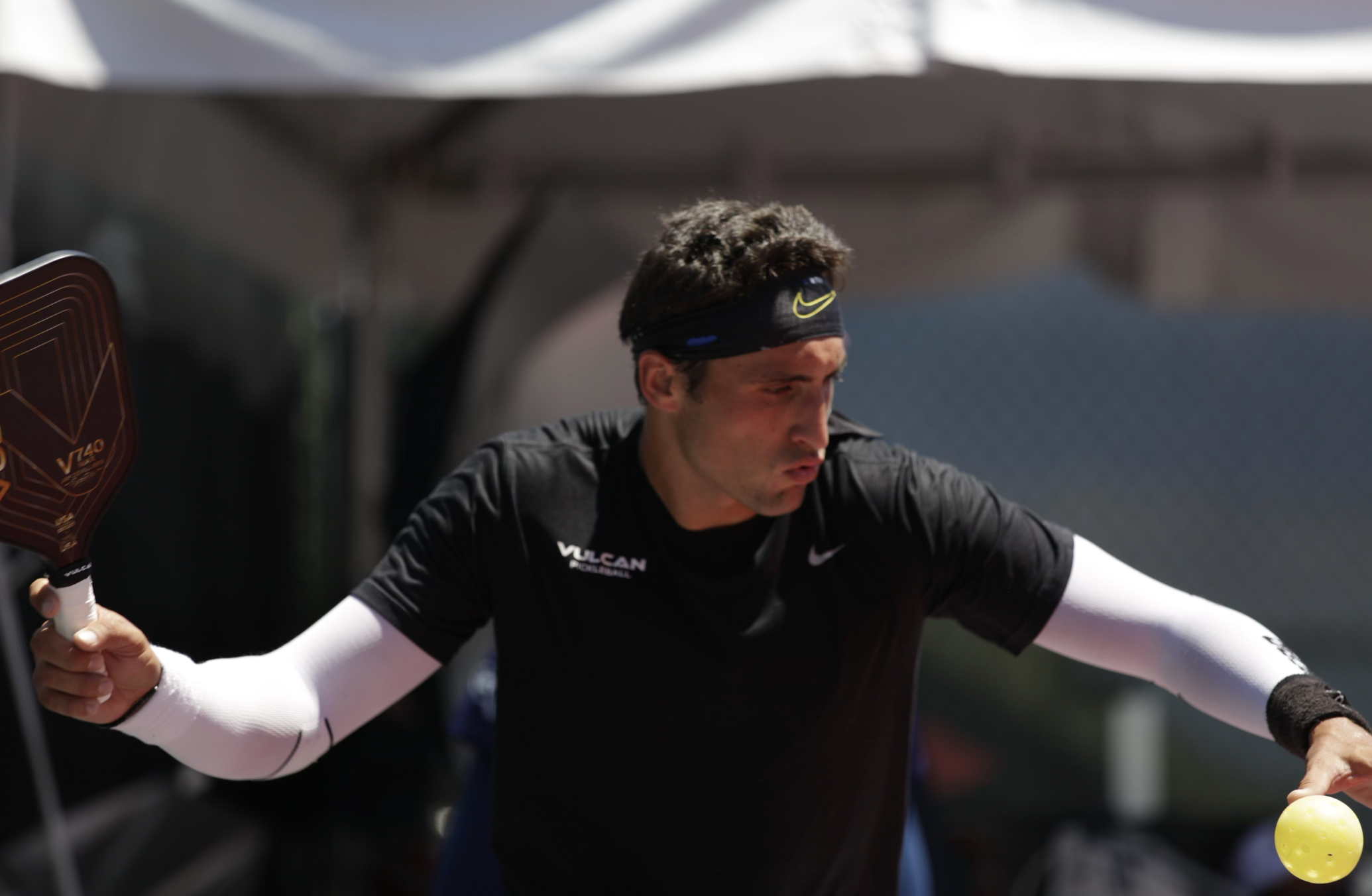 Player preparing to serve during the PPA Selkirk Labs Showdown