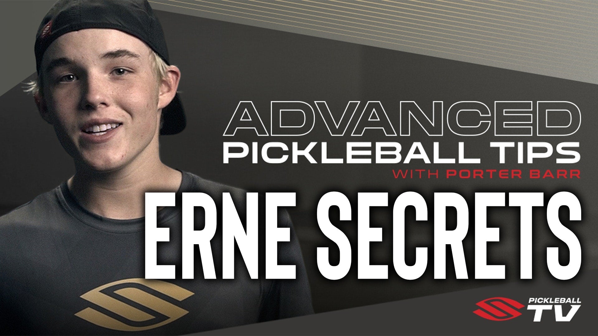 Porter Barr presenting advanced pickleball tips, focusing on the erne shot.