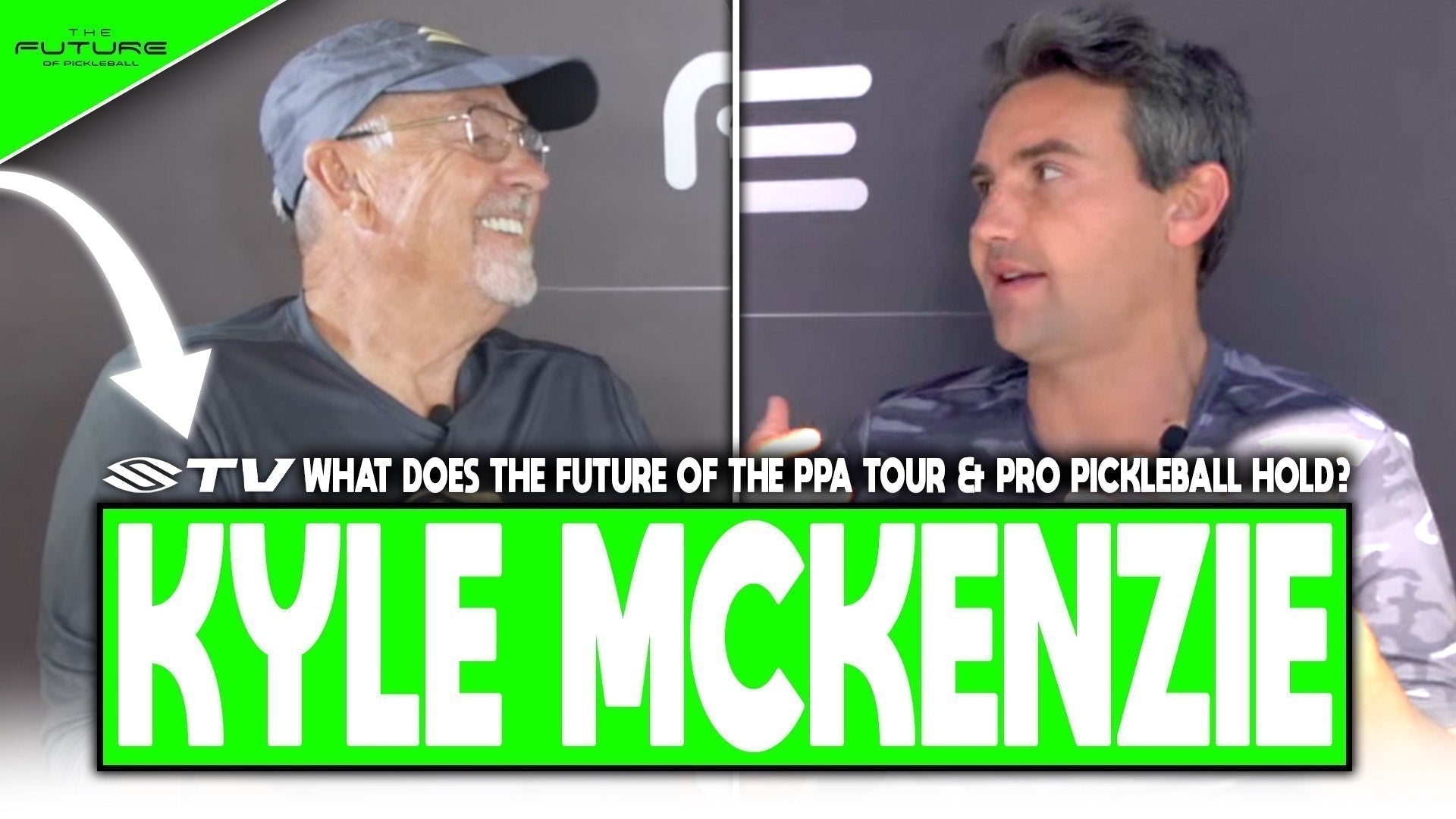 Kyle McKenzie discussing the future of pickleball with a guest.
