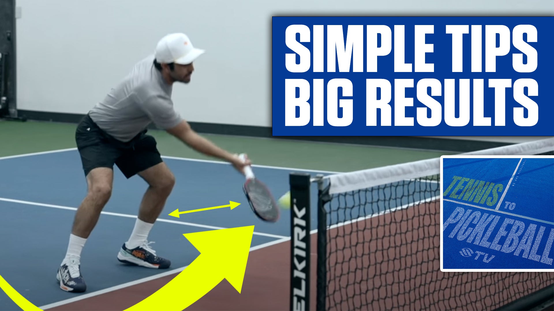 Player dinking on a pickleball court with a paddle, demonstrating techniques for neutralizing opponents.