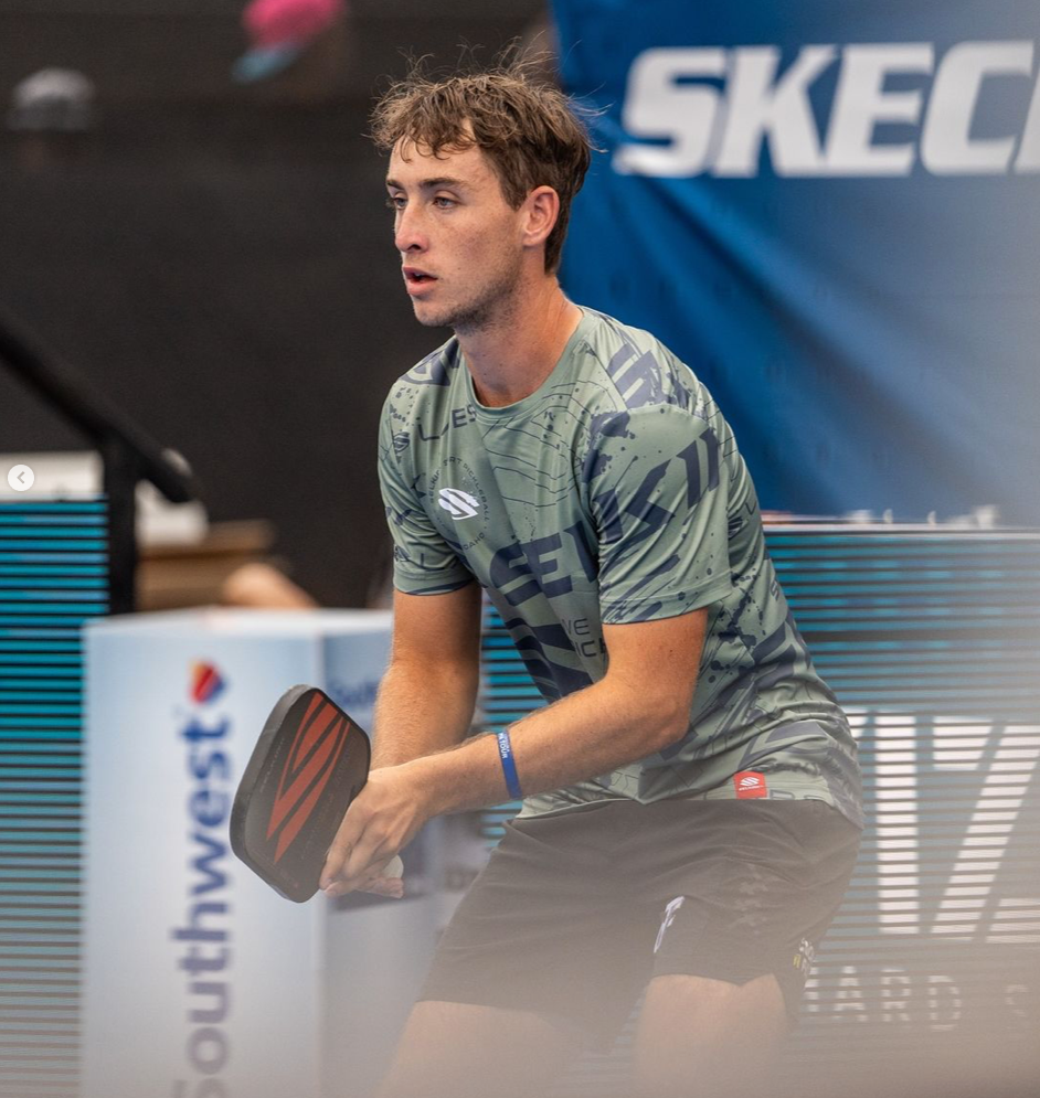Dylan Frazier preparing for a match at the Selkirk Kansas City Open
