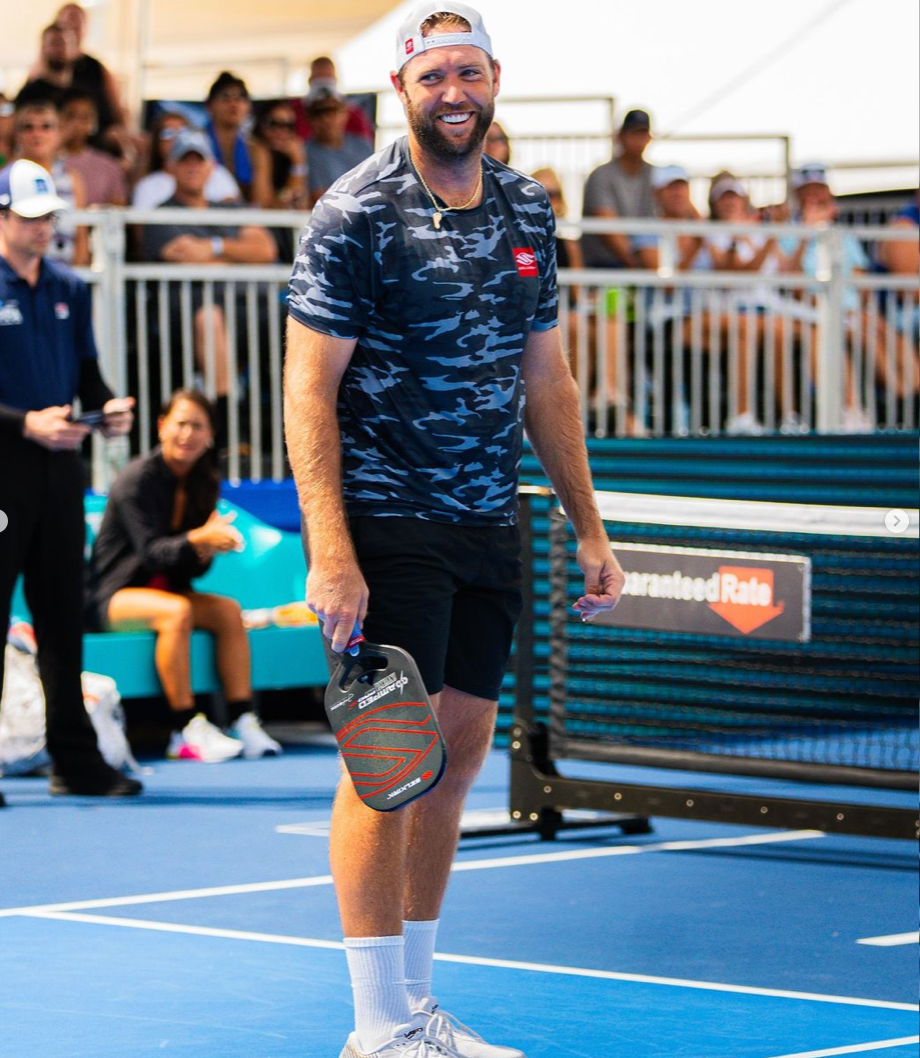 Jack Sock smiling on the court at the PPA Las Vegas tournament