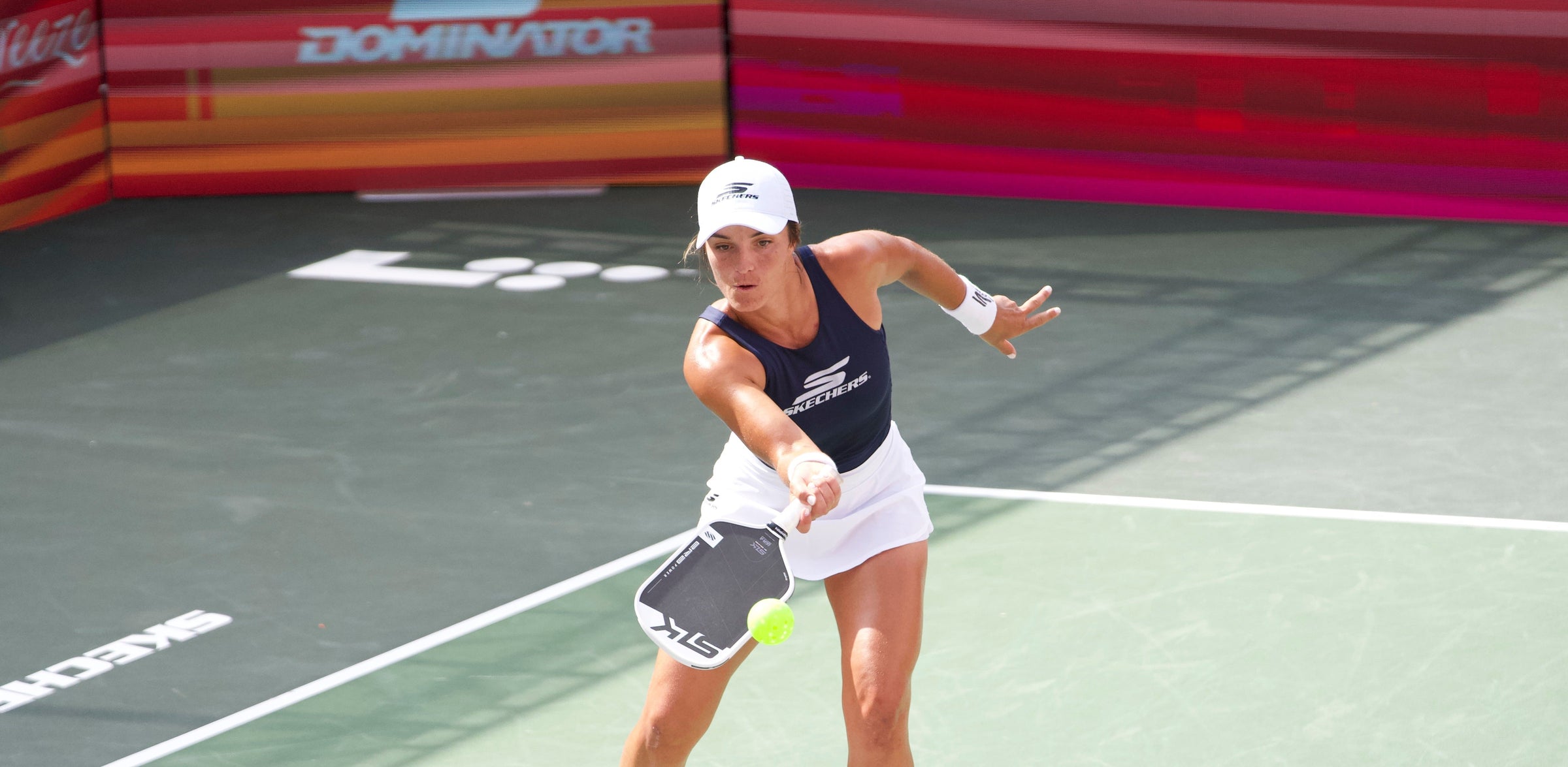 Catherine Parenteau hitting a ball with the SLK Era paddle