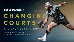 A graphic image shows the title card for "Changing Courts" documentary next to an image of Jack Sock playing pickleball. 