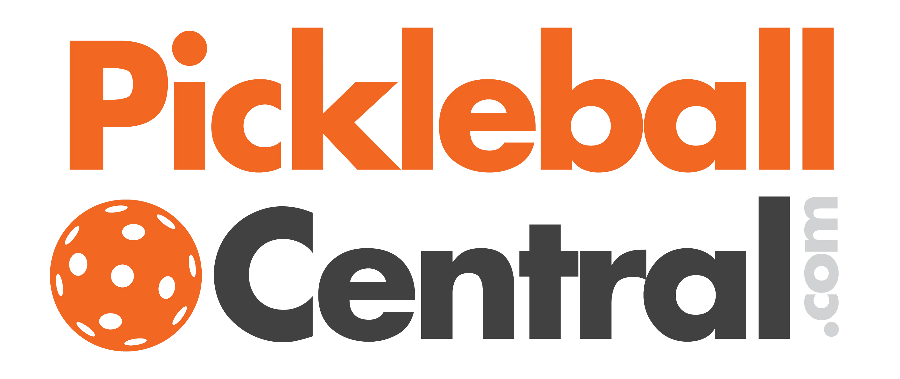 Pickleball Central logo featuring the text 'Pickleball Central.com' with an orange ball icon.