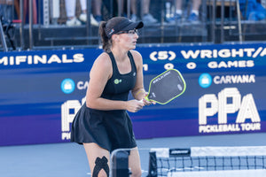 Selkirk pro Rachel Rohrabacher plays with the SLK Halo Pro in a pro match. 
