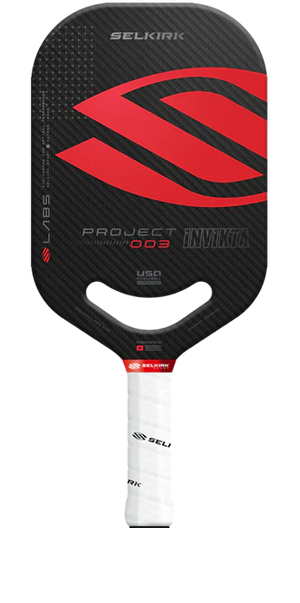 Selkirk LABS Project 003 - Invikta pickleball paddle with red and black design