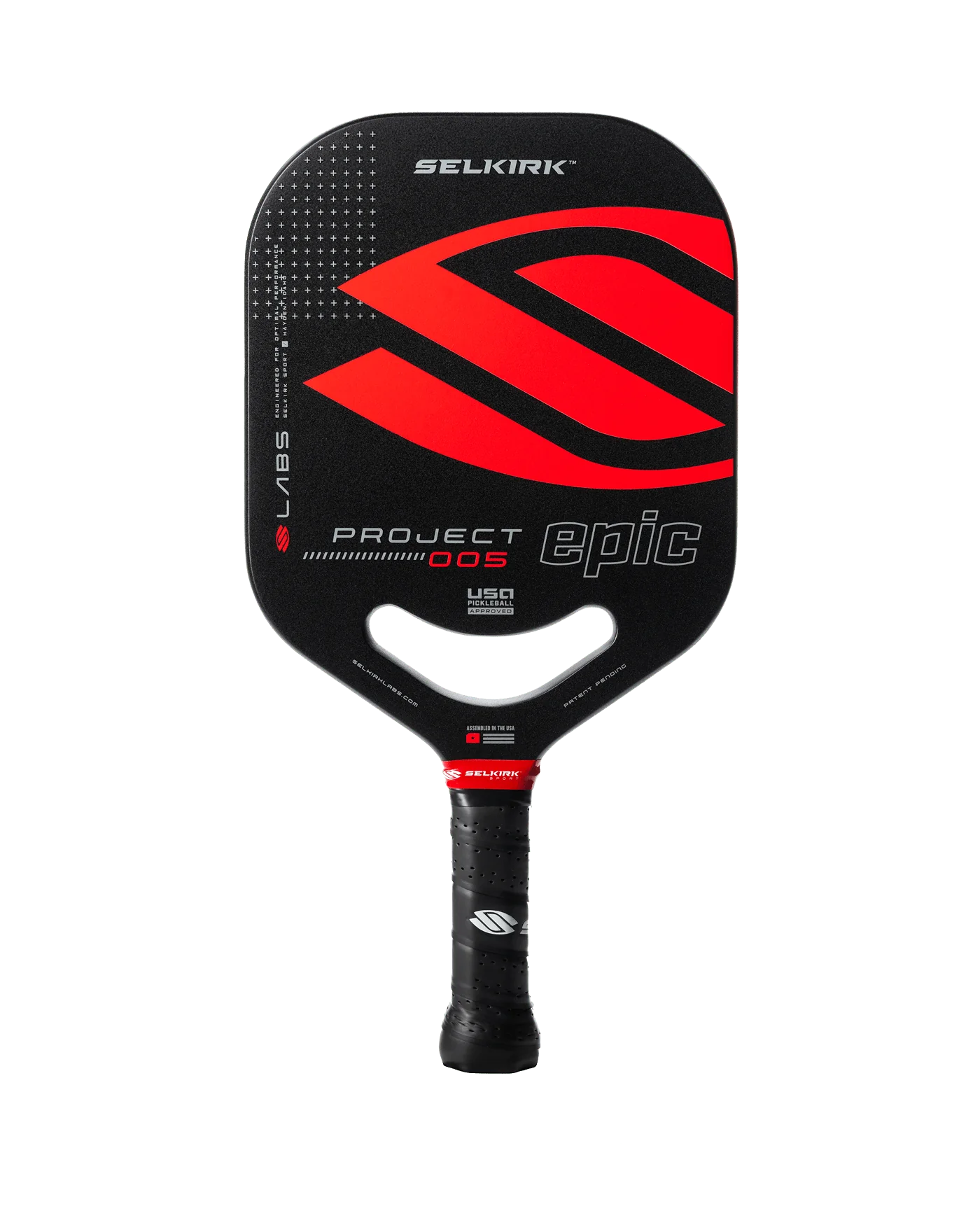 Selkirk LABS Project 005 Epic pickleball paddle with red and black design