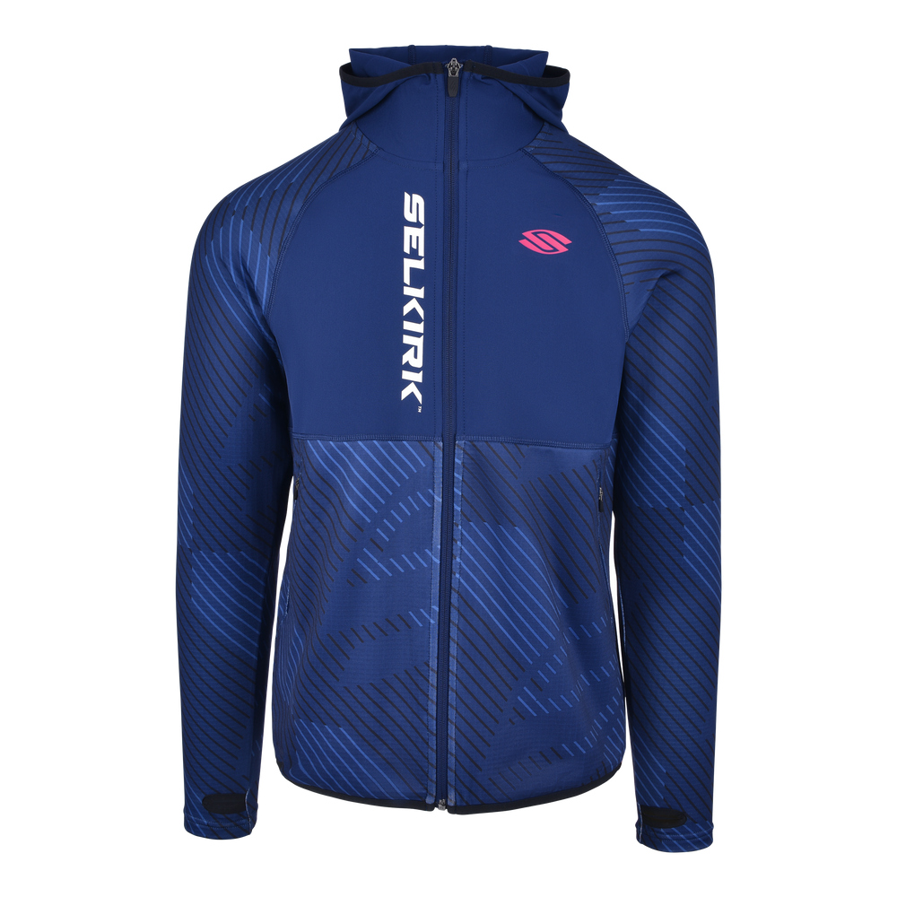 Pro Line Full Zip Hybrid Hooded Jacket in black, featuring a full zip closure and long sleeves.