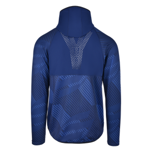 Back view of Pro Line Full Zip Hybrid Hooded Jacket showing perforated design
