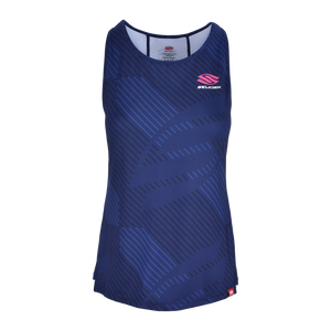 Navy sleeveless tank top with mesh panel and silicone logo, Selkirk Pro Line Women's Sleeveless Tank - 2023