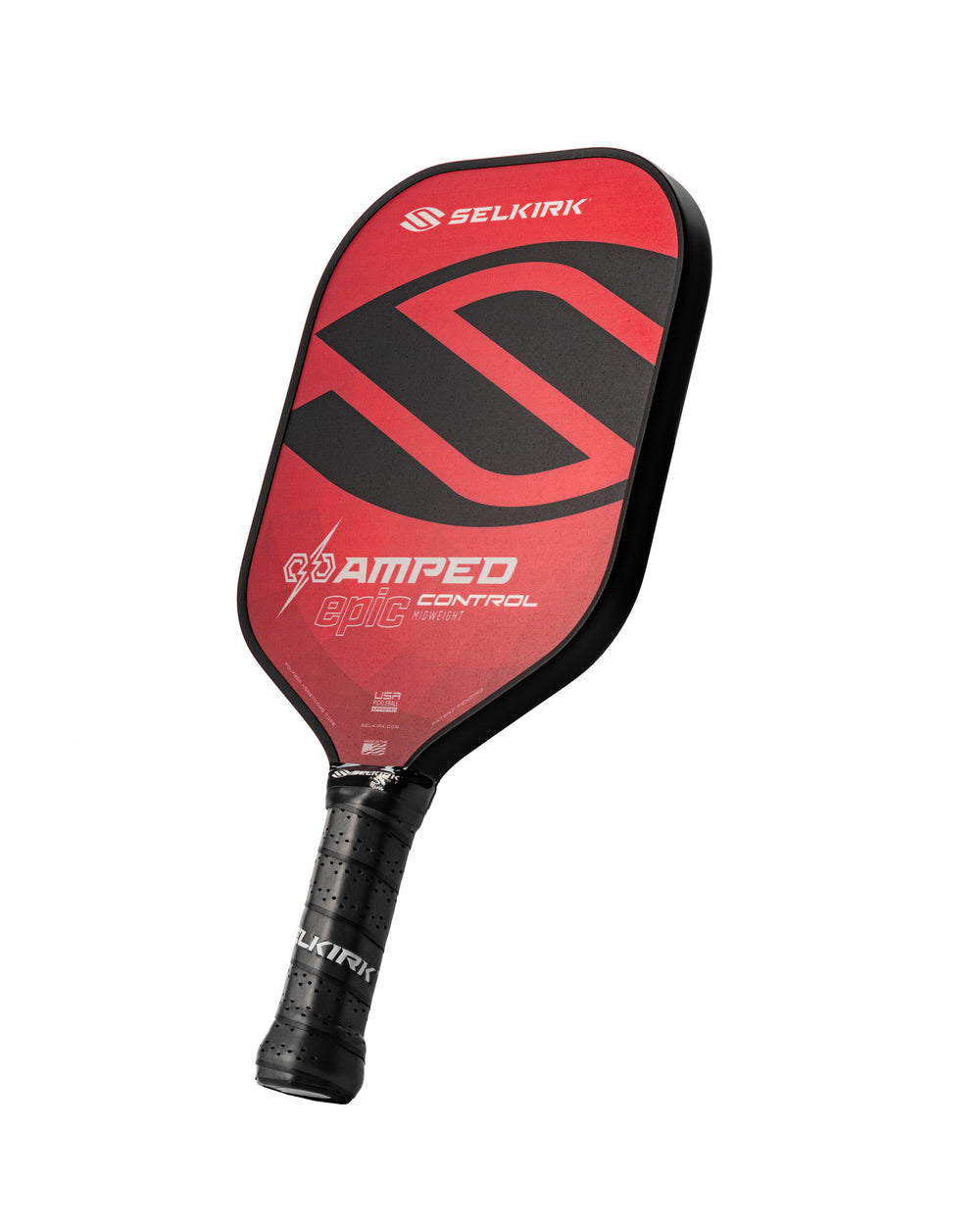 Selkirk AMPED Control pickleball paddle in blue with a unique design