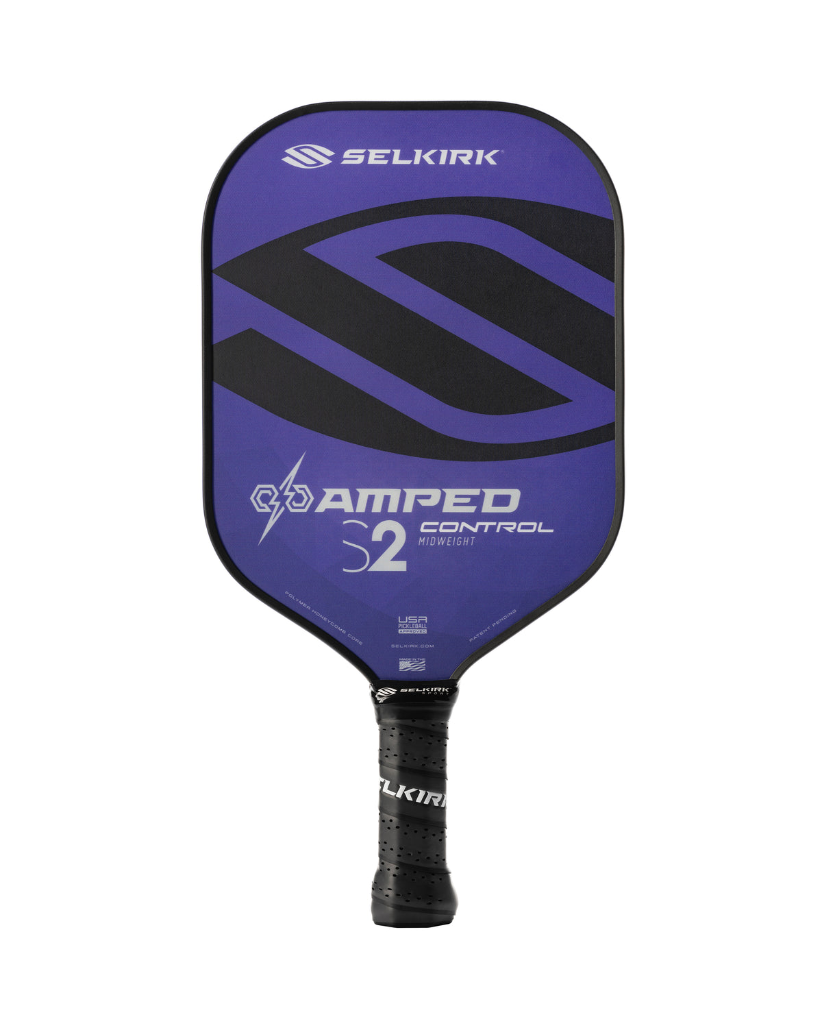 Front view of 	Purple Selkirk AMPED Control - S2 - Pickleball Paddle.