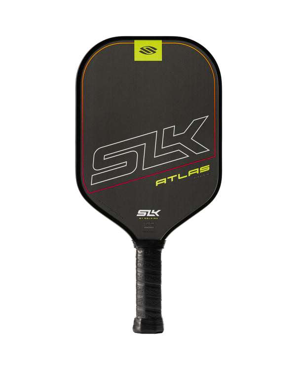 SLK Atlas Max Pickleball Paddle with a black and yellow design