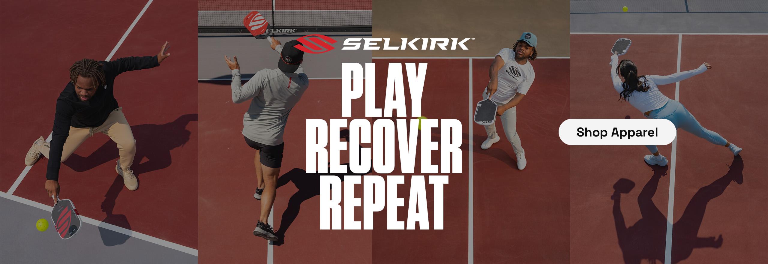 4 players on the court wearing Selkirk Sport clothing