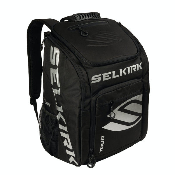 Selkirk Sport Core Line Tour Bag, black with logo, features multiple compartments.